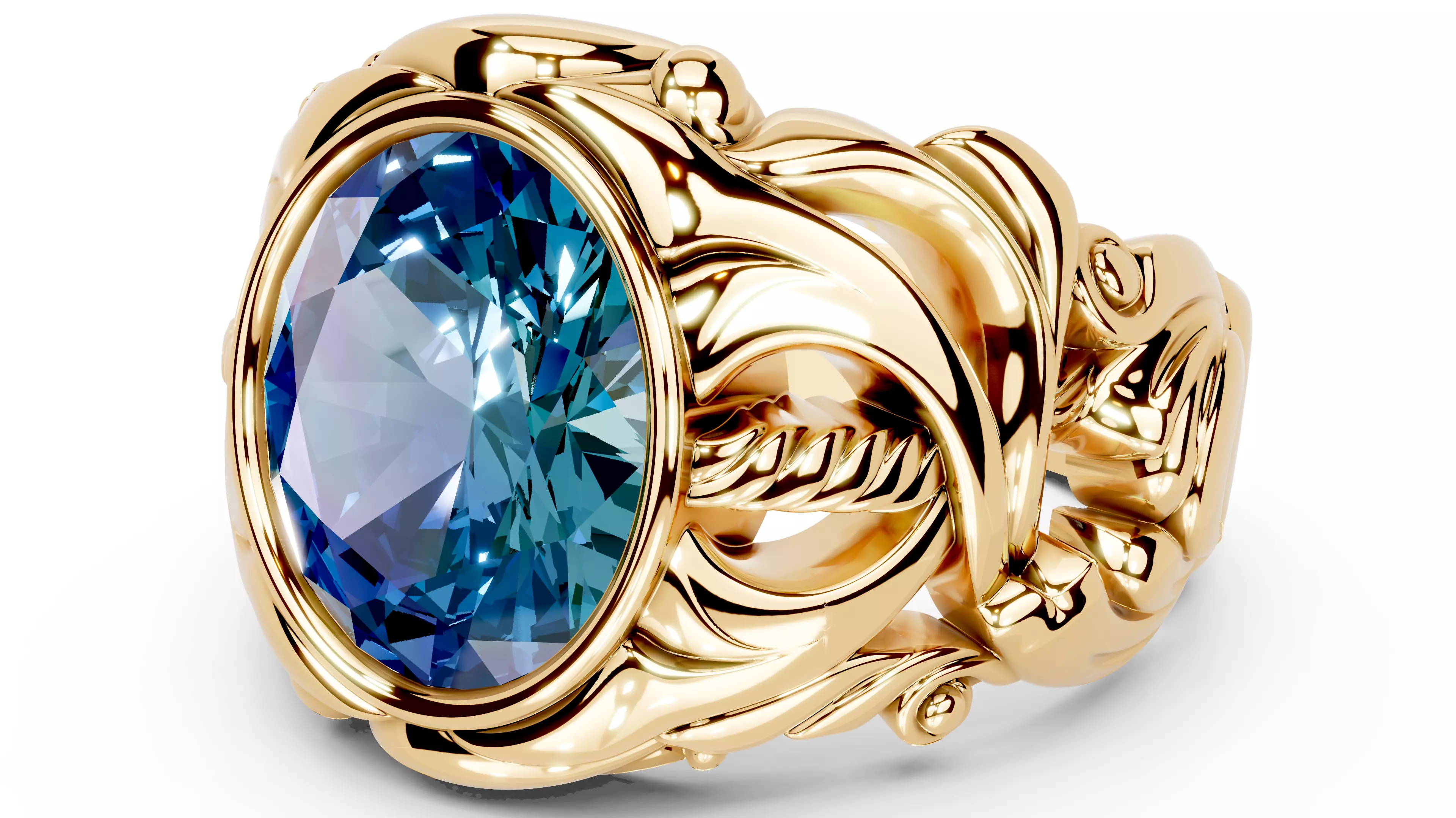 Antic Timeless Elegance Luxury Bluestone Ring 3D print model