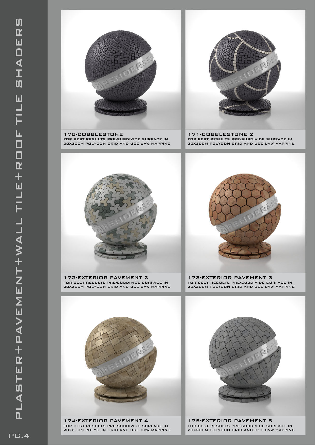 Shaders for VrayforC4D - Bundle 05 Plaster-Pavement-Tile 3D model_5