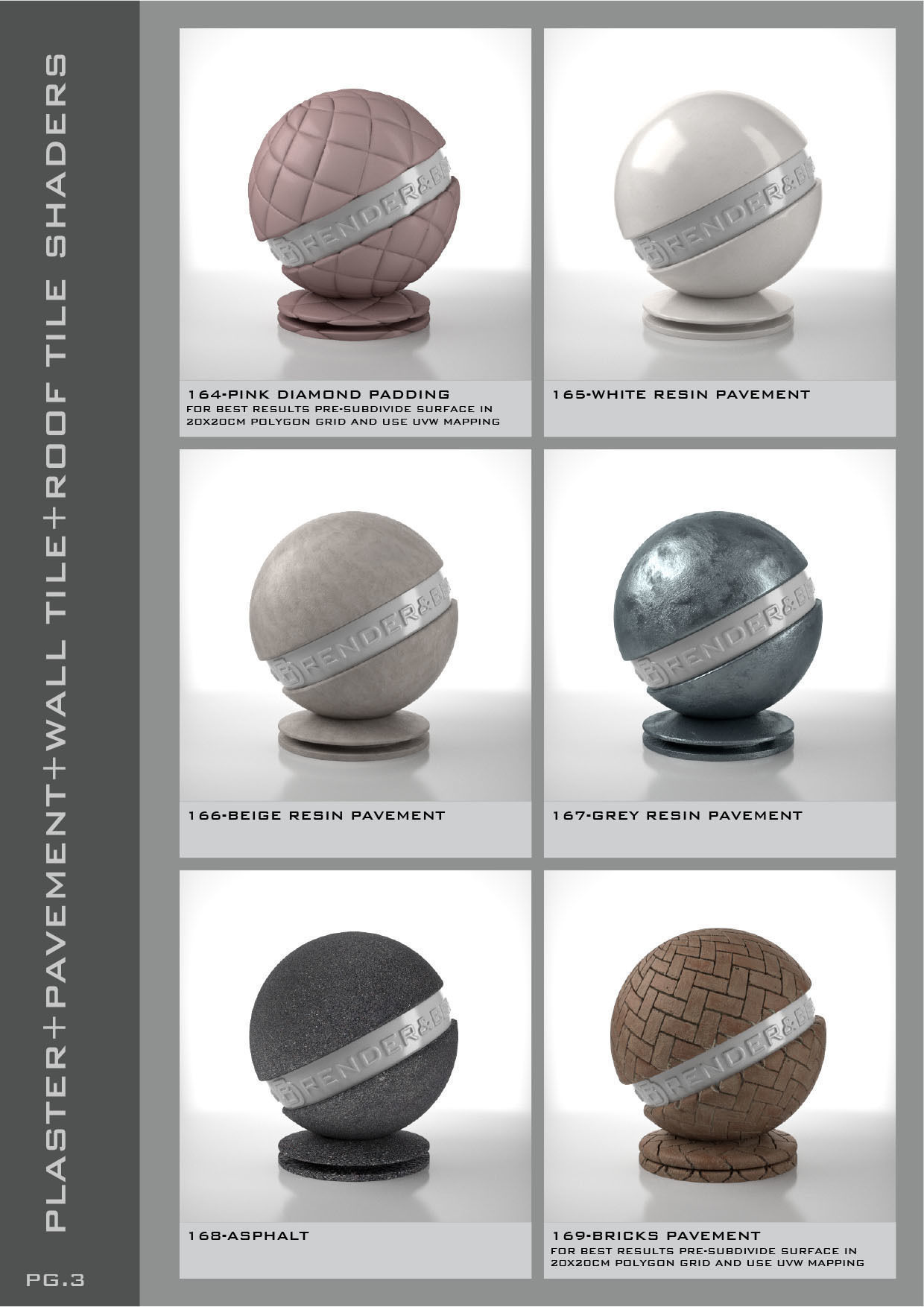 Shaders for VrayforC4D - Bundle 05 Plaster-Pavement-Tile 3D model_4