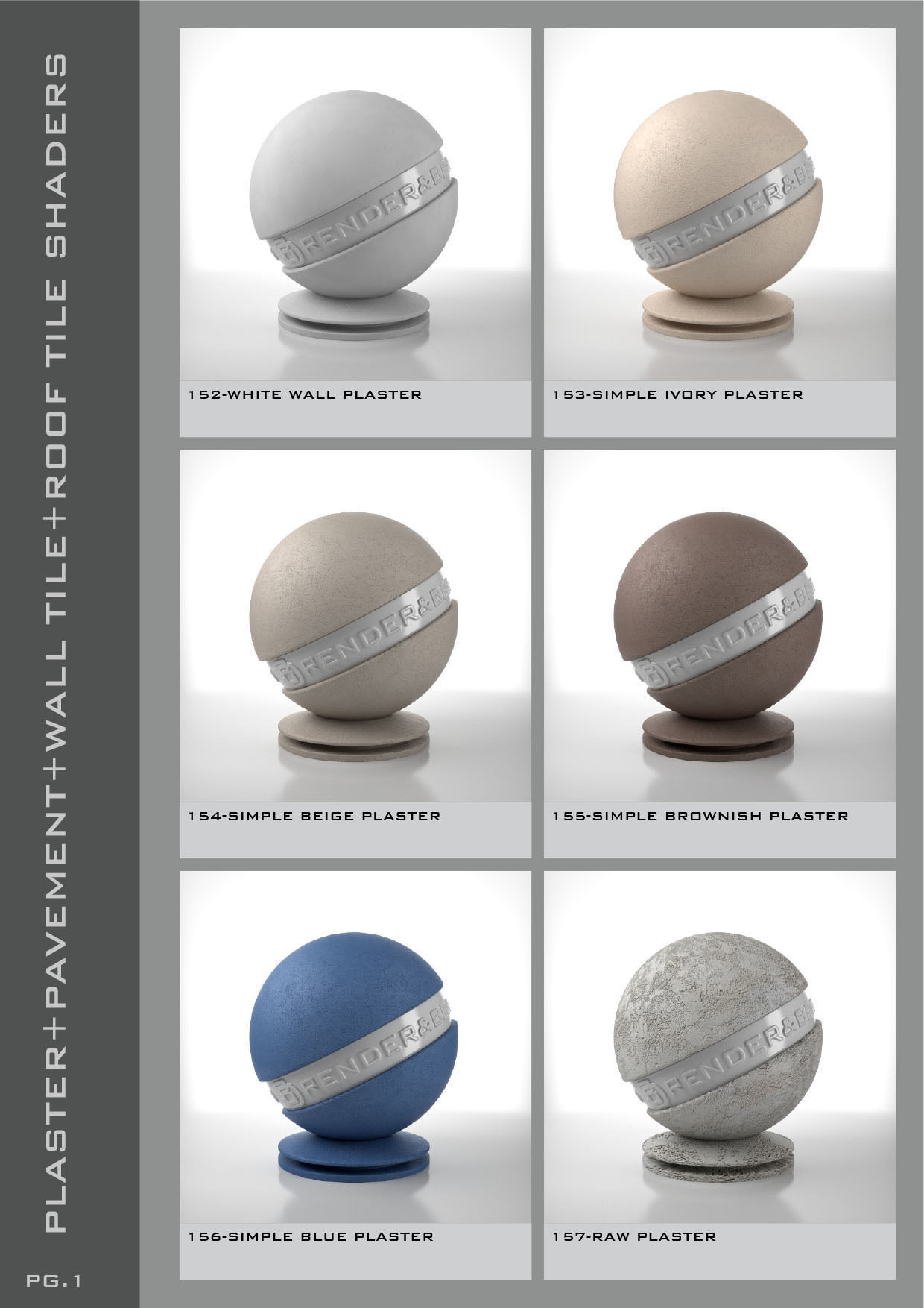 Shaders for VrayforC4D - Bundle 05 Plaster-Pavement-Tile 3D model_2