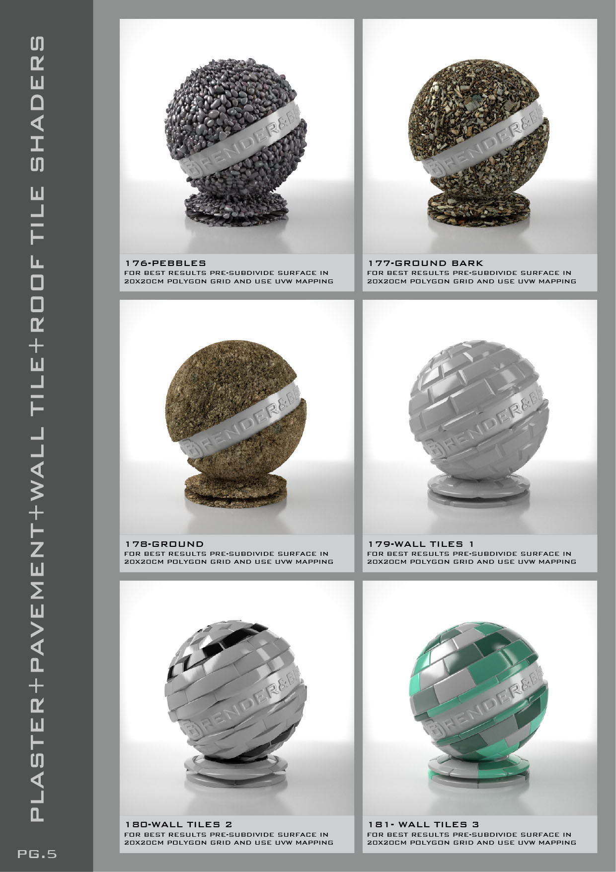 Shaders for VrayforC4D - Bundle 05 Plaster-Pavement-Tile 3D model_6