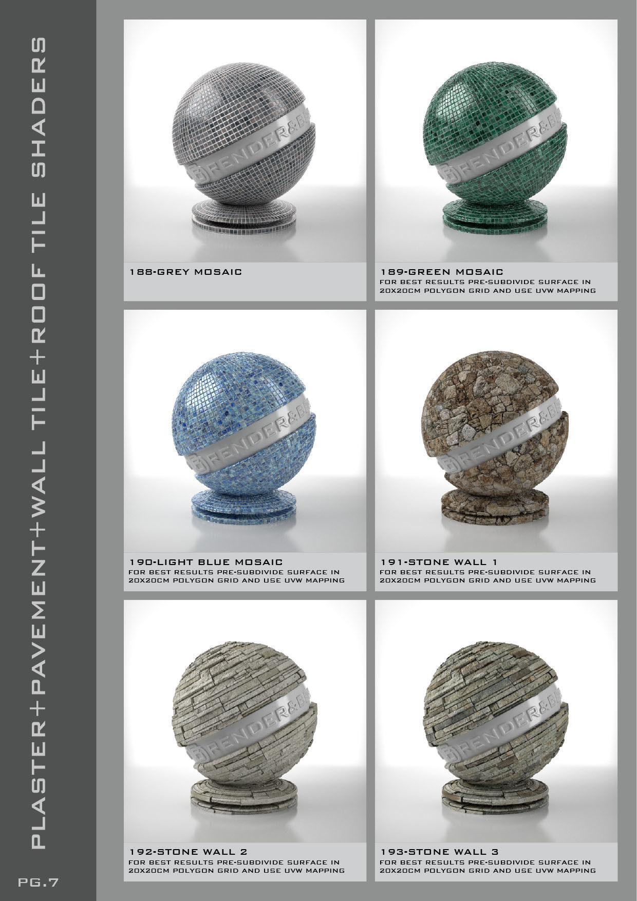 Shaders for VrayforC4D - Bundle 05 Plaster-Pavement-Tile 3D model_8