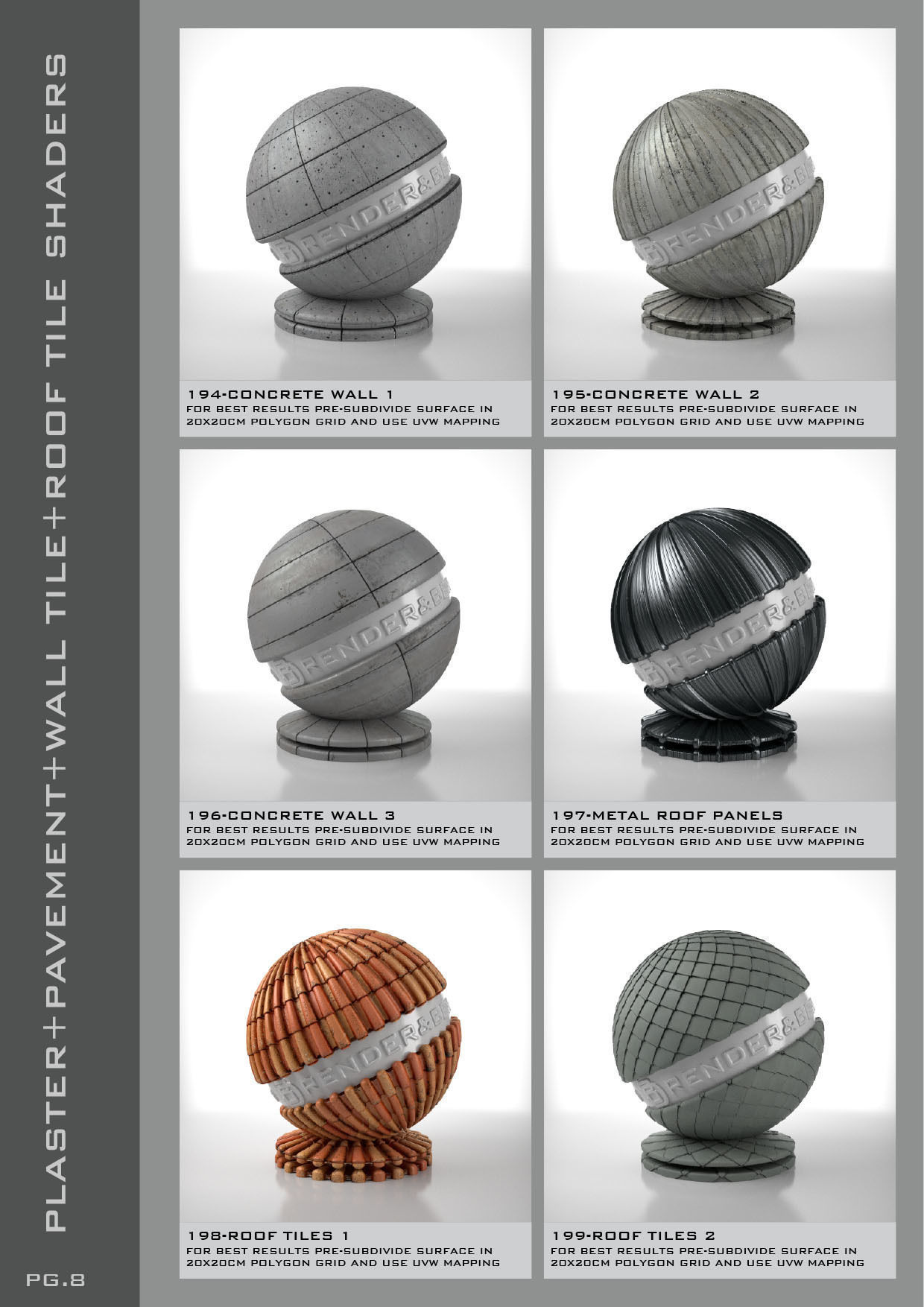 Shaders for VrayforC4D - Bundle 05 Plaster-Pavement-Tile 3D model_9