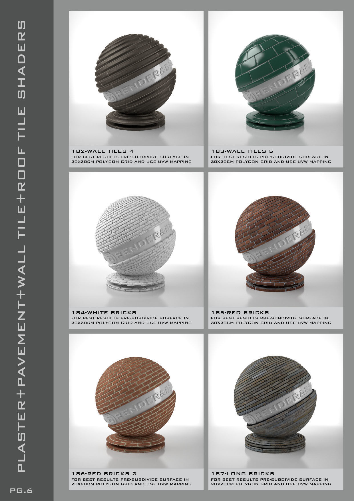 Shaders for VrayforC4D - Bundle 05 Plaster-Pavement-Tile 3D model_7