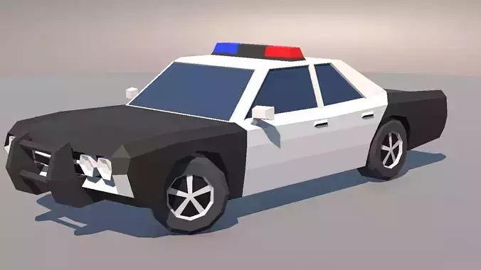 Low Poly Muscle Car Police Cruiser MOBILE READY