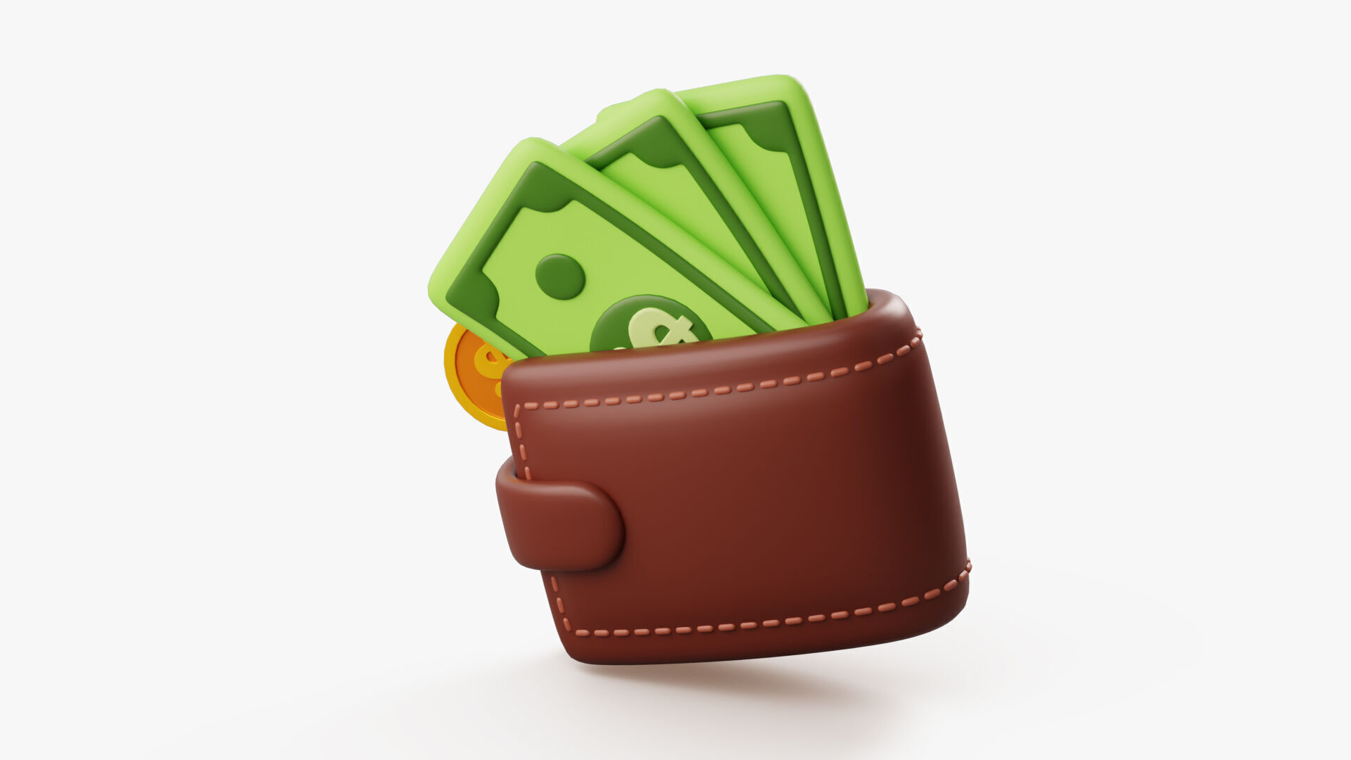 Stylized Wallet with Money 3D model_6