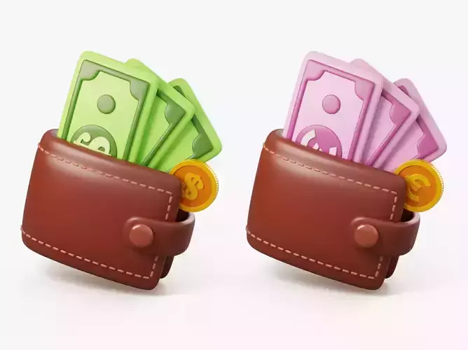 Stylized Wallet with Money