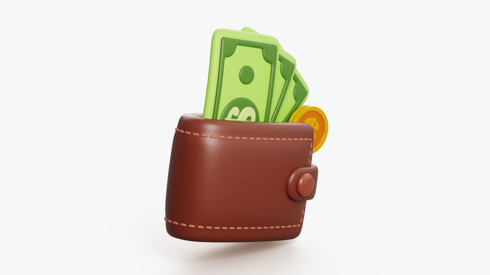 Stylized Wallet with Money 3D model_7