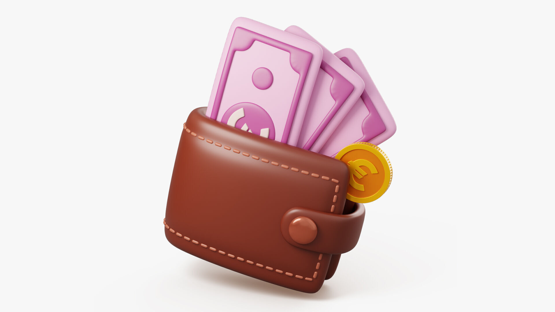 Stylized Wallet with Money 3D model_3