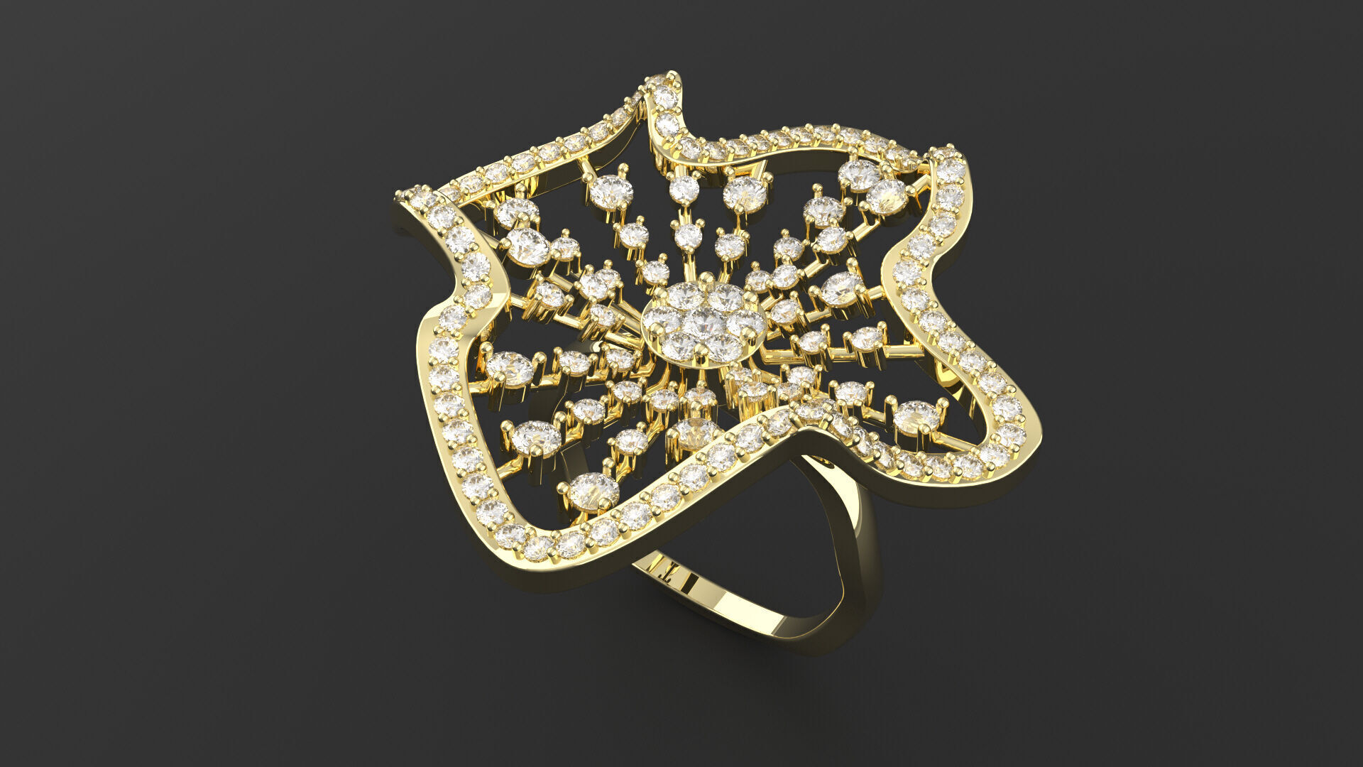 Flower Design Diamond Ring 3D print model_1