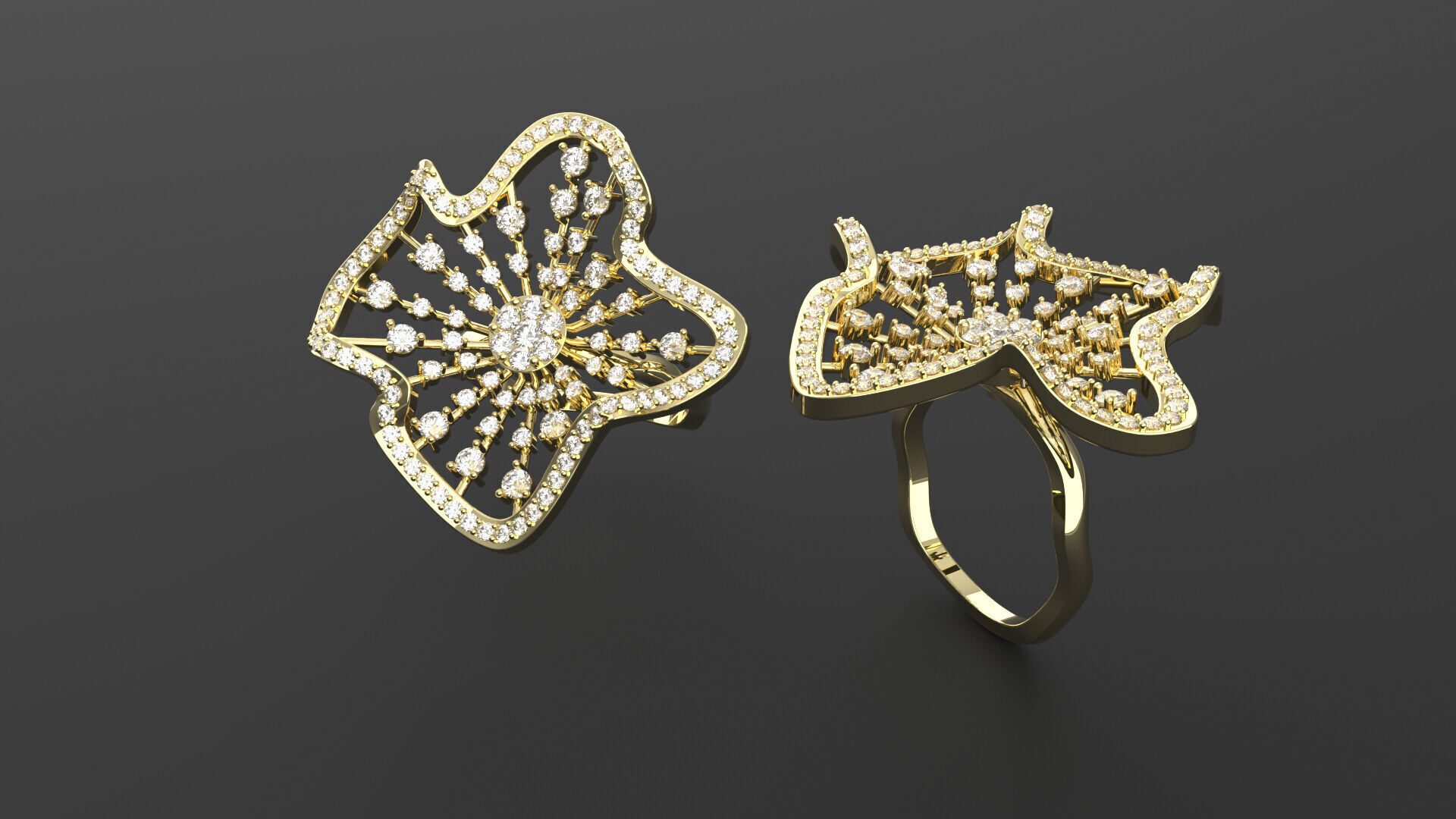 Flower Design Diamond Ring 3D print model_5