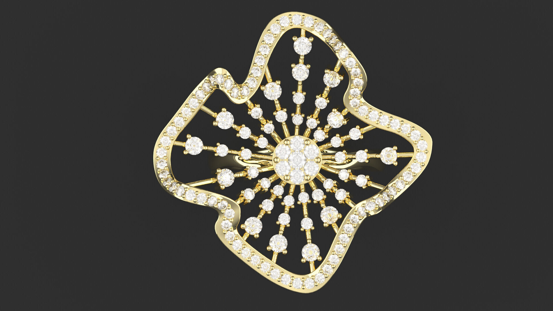 Flower Design Diamond Ring 3D print model_4