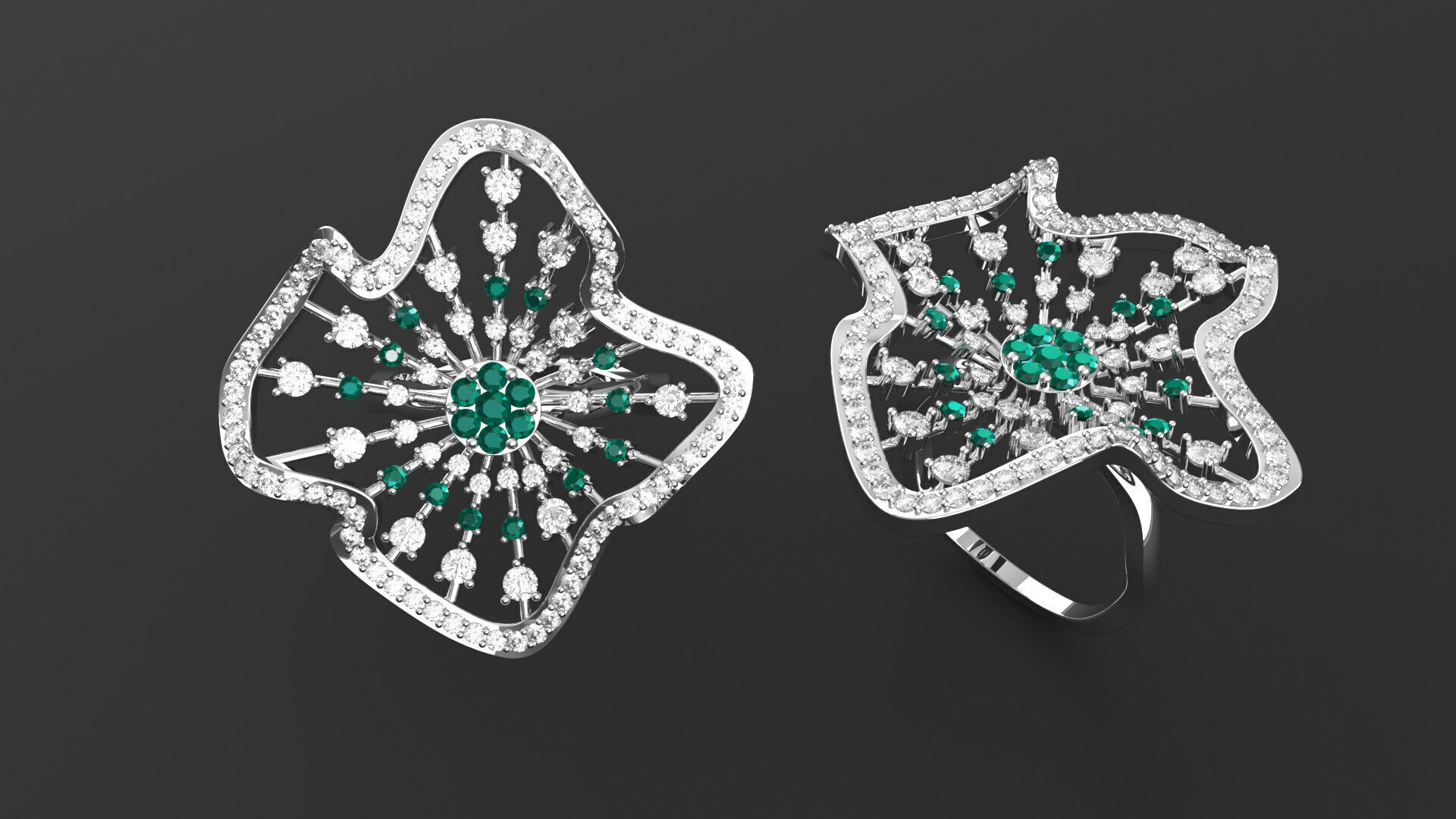 Flower Design Diamond Ring 3D print model_3