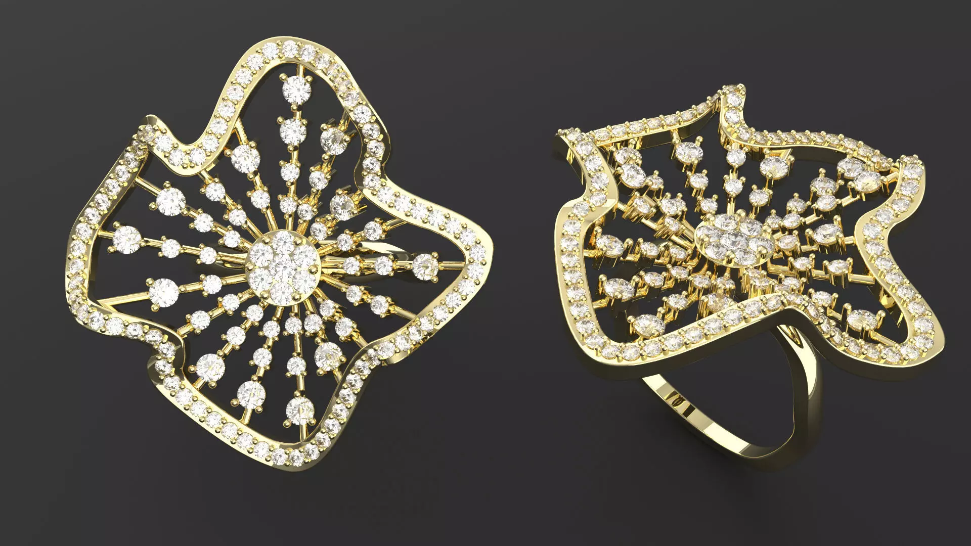 Flower Design Diamond Ring 3D print model_0