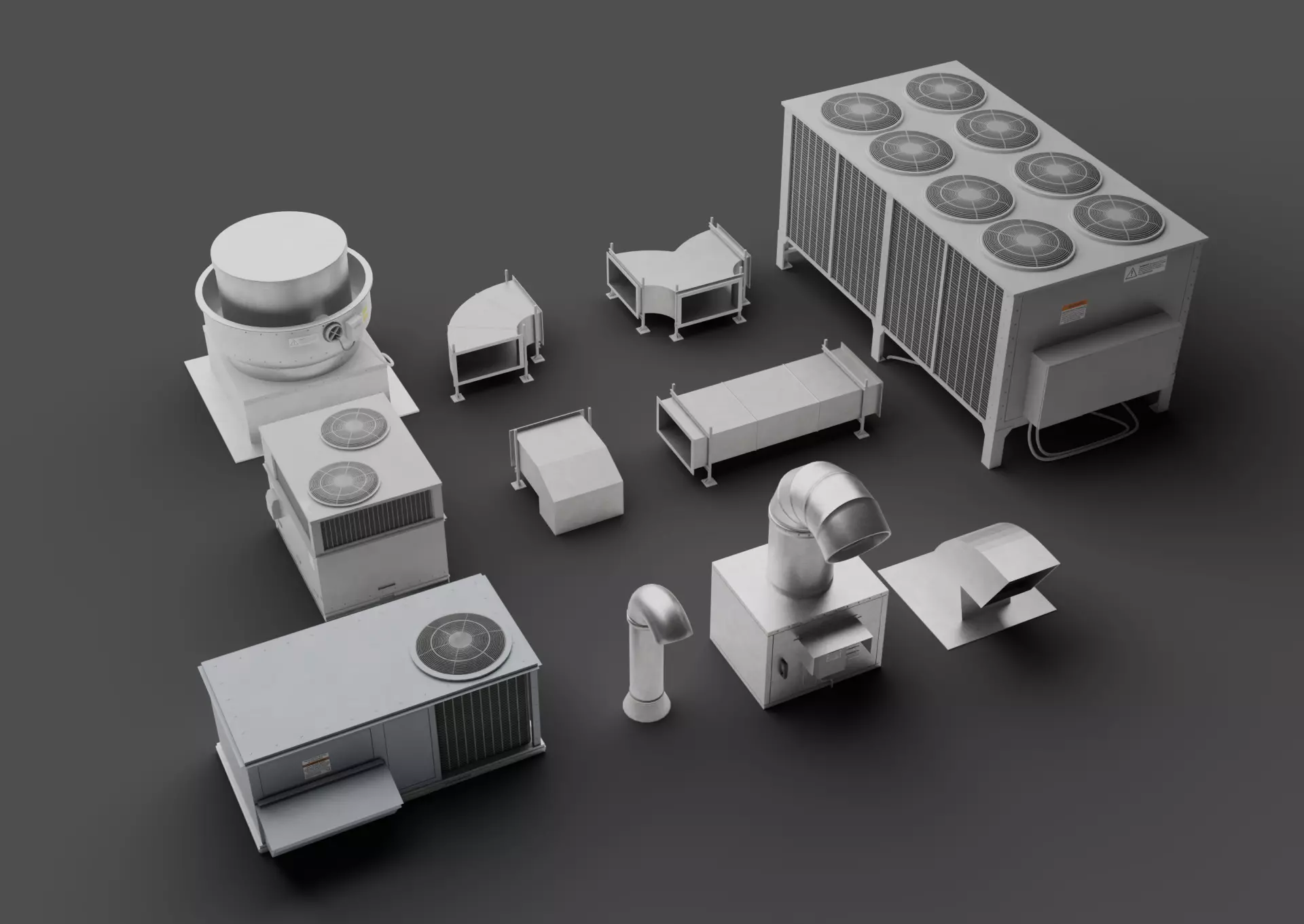 Rooftop HVAC assets Low-poly 3D model_0