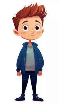 A boy is smalling  3D print model_0