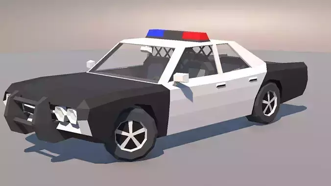Low Poly Muscle Car Police Cruiser with Interior MOBILE READY
