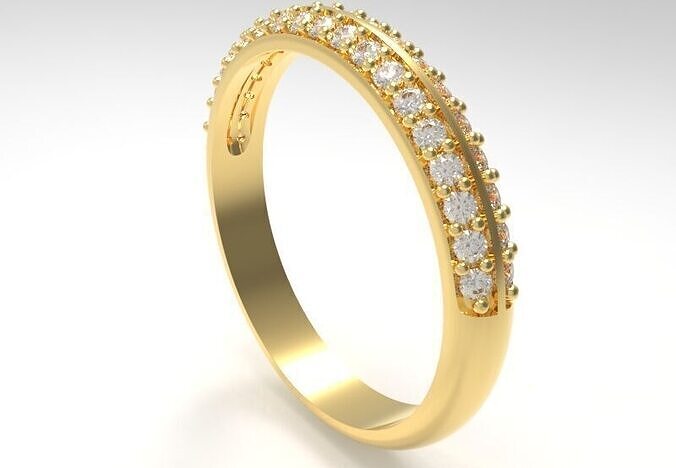 Elegant Two-Row Diamond Engagement Band 3D print model