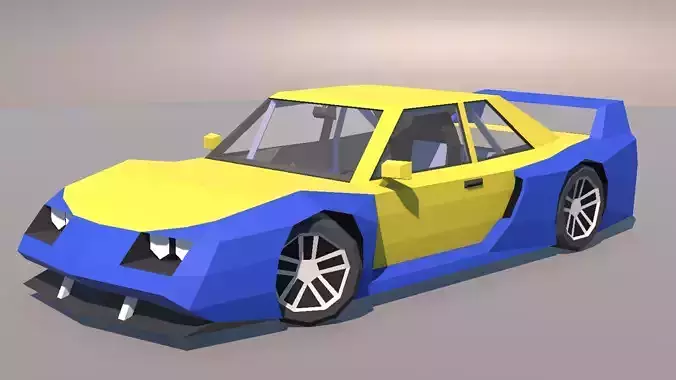 Low Poly Muscle Touring Car with Interior MOBILE READY
