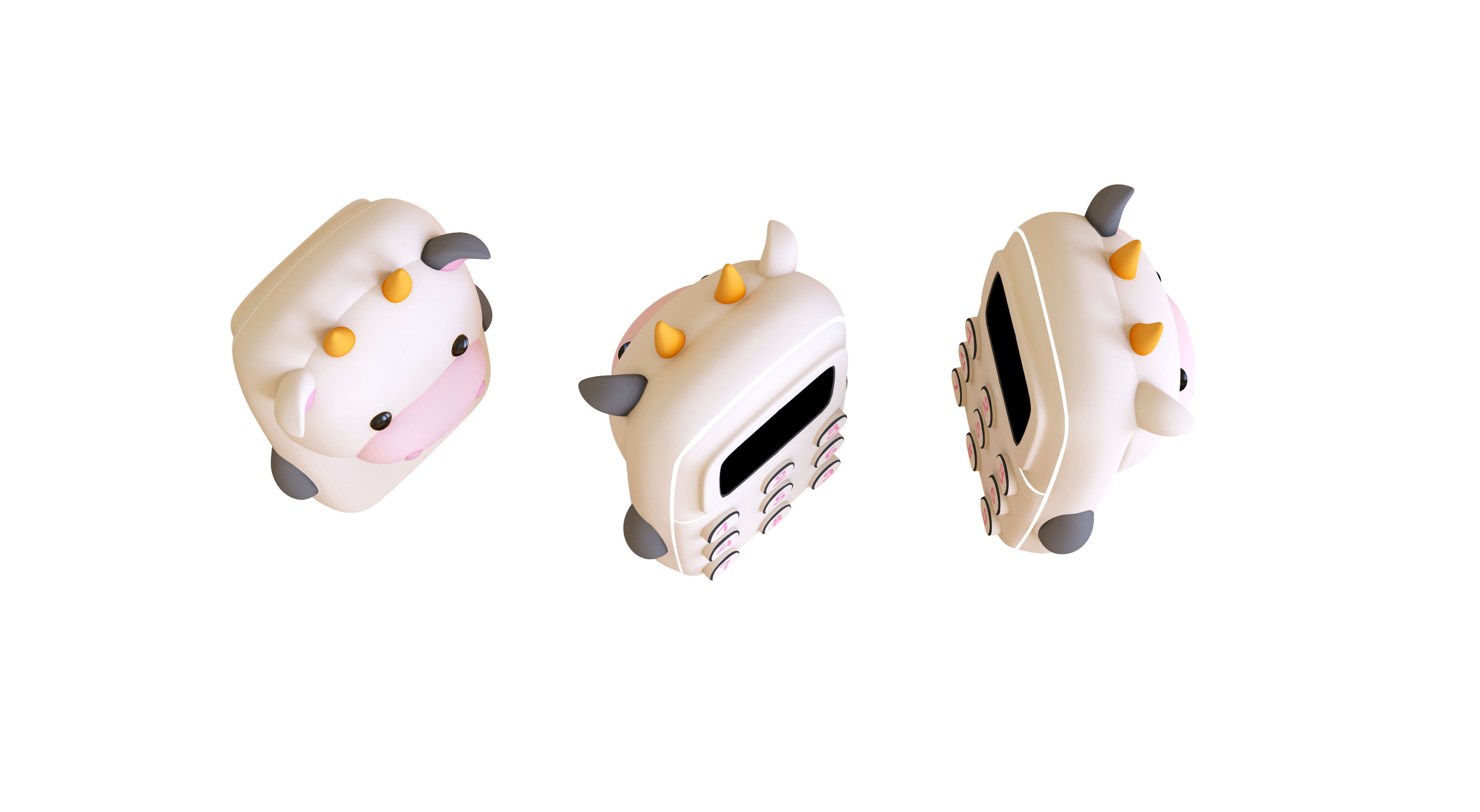 Cute Cow Phone Toy 3D Model - Stylized Cartoon Mobile Phone Low-poly 3D model_3