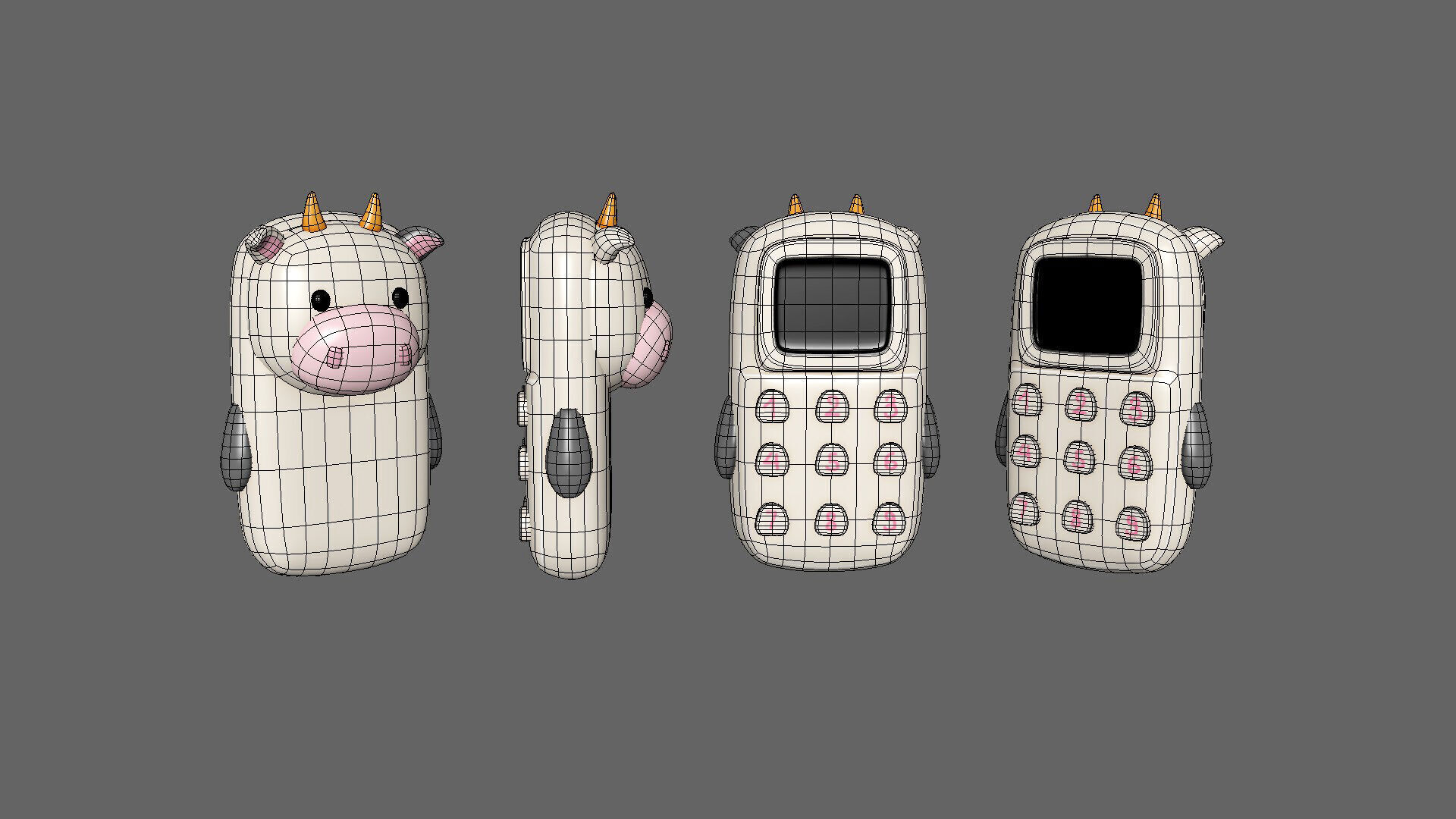 Cute Cow Phone Toy 3D Model - Stylized Cartoon Mobile Phone Low-poly 3D model_5