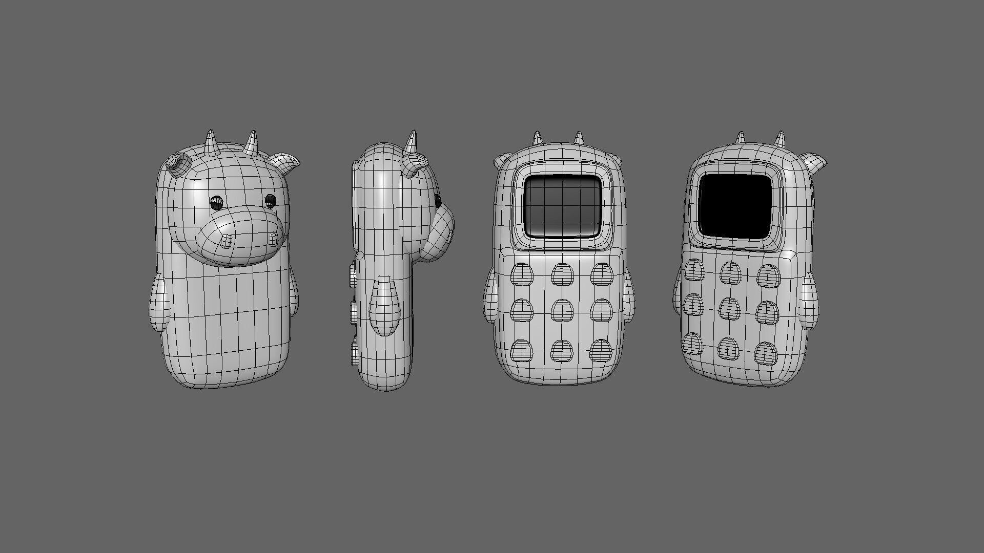 Cute Cow Phone Toy 3D Model - Stylized Cartoon Mobile Phone Low-poly 3D model_4