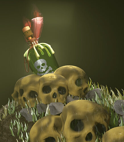 Skull and Poison Bottle 3D Model 3D model