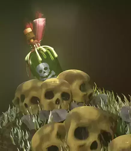 Skull and Poison Bottle 3D Model