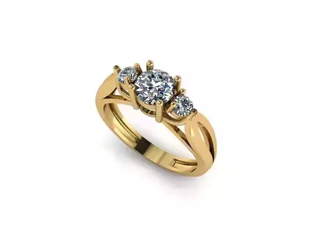  3 Moissanite Diamonds Ring 