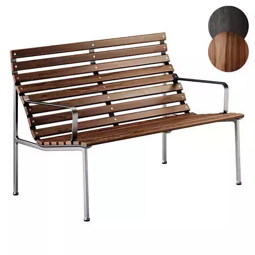 Traverse Garden Bench with armrests with back by Hay 3D model