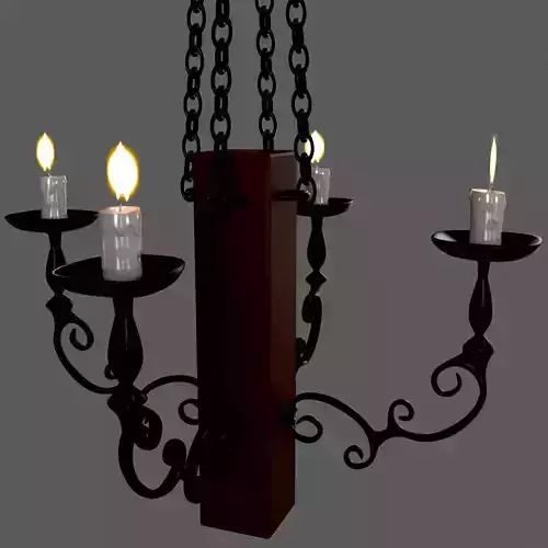Medieval hanging candle lamp 3D model