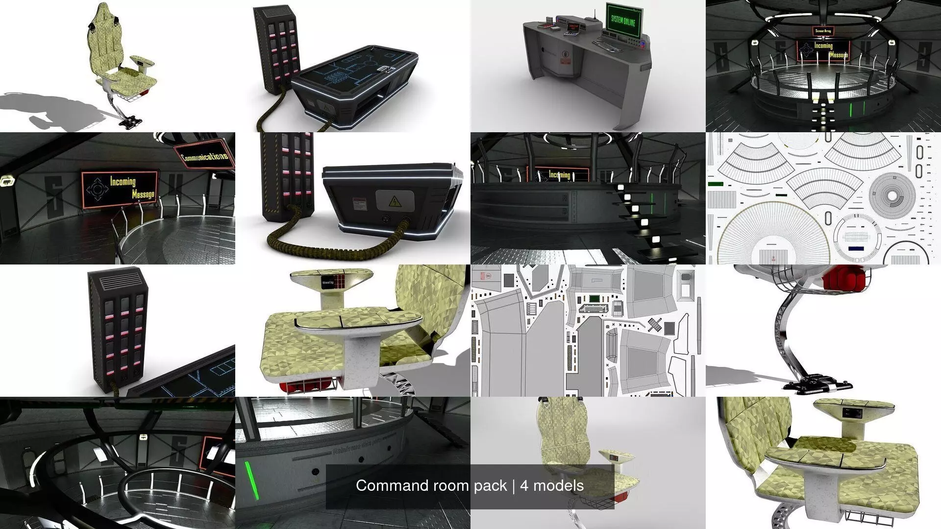 Command room pack 3D Model Collection_1