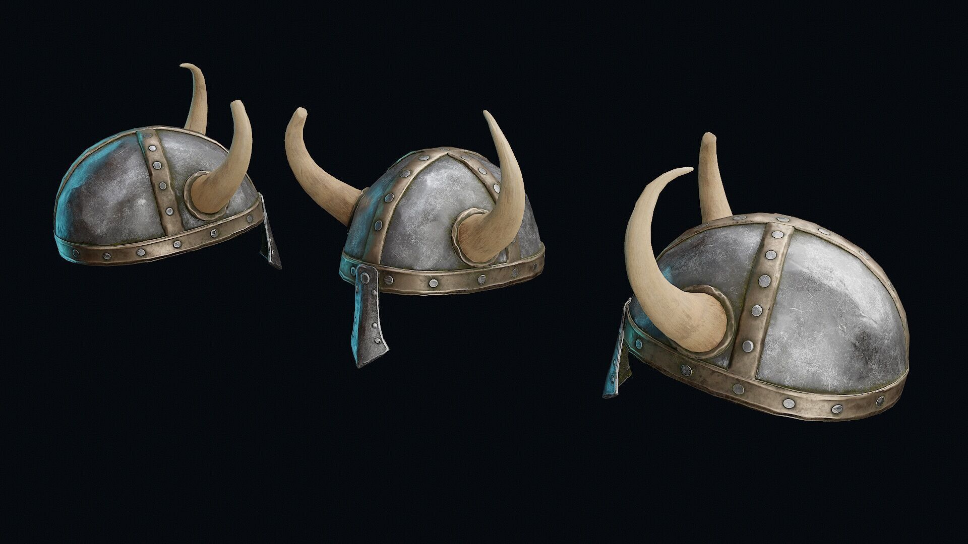 Helmet with horns Low-poly 3D model_4