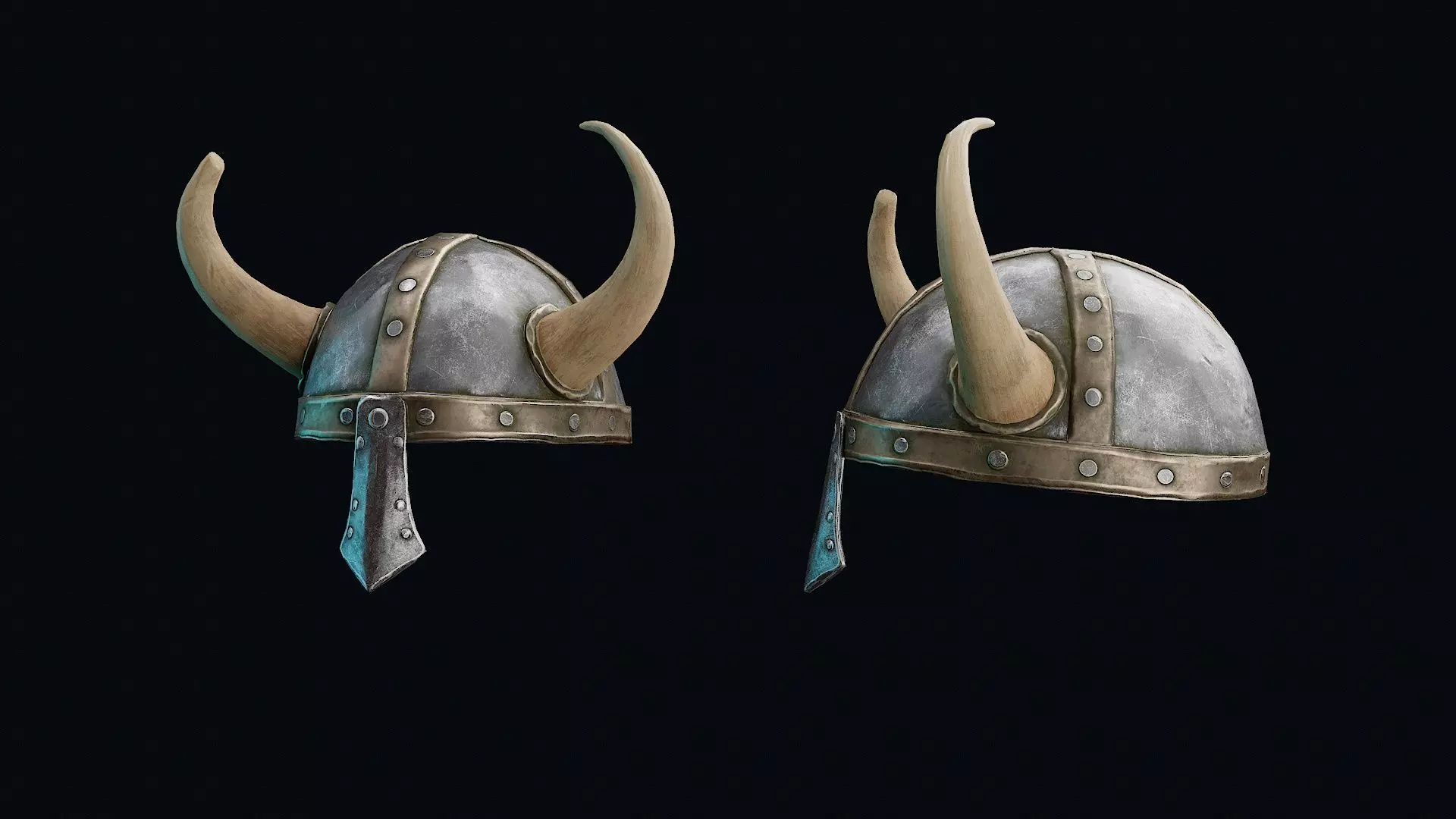 Helmet with horns Low-poly 3D model_0