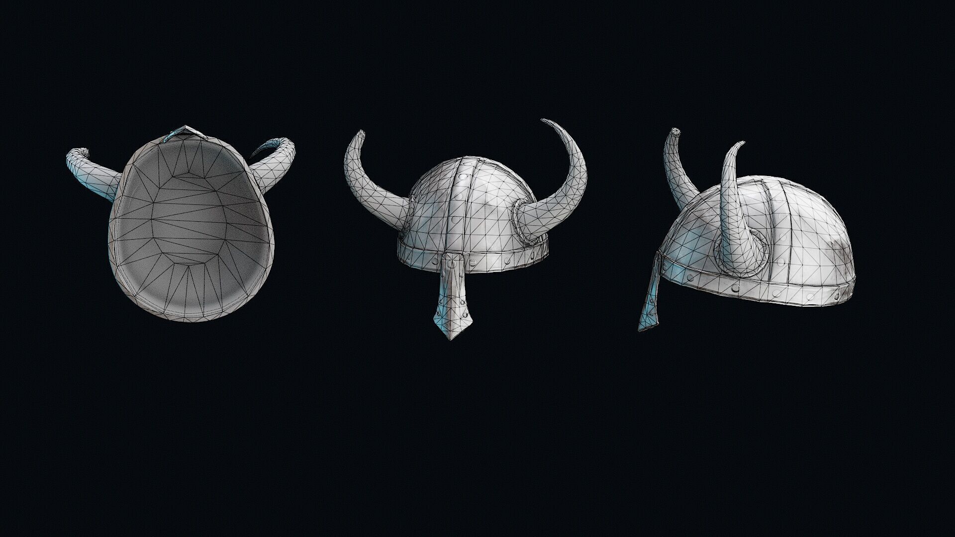Helmet with horns Low-poly 3D model_6