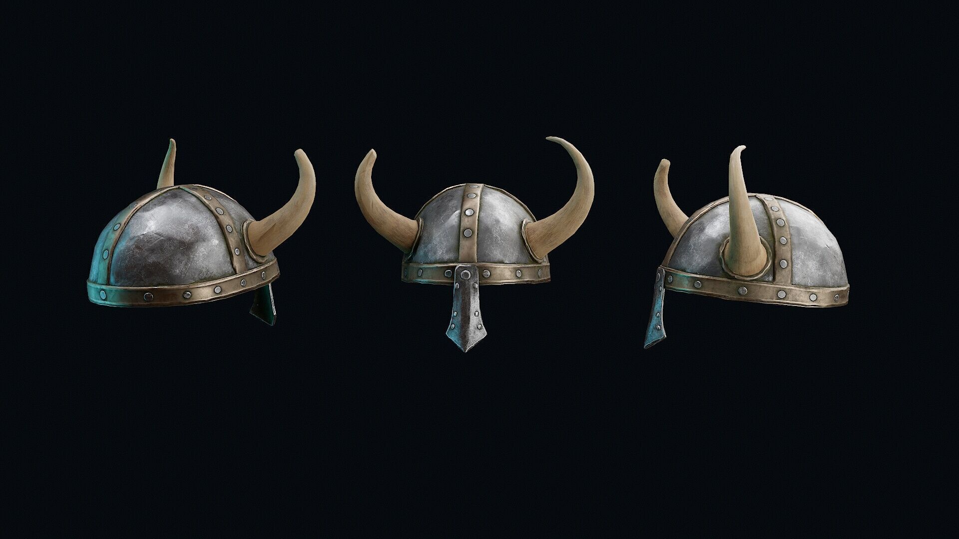 Helmet with horns Low-poly 3D model_3