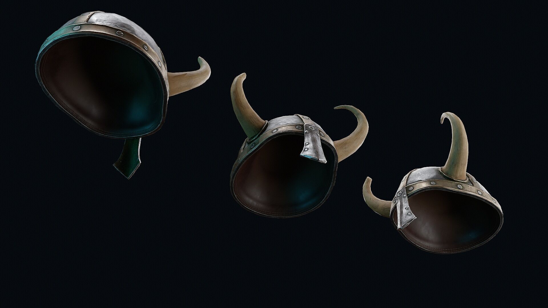 Helmet with horns Low-poly 3D model_5