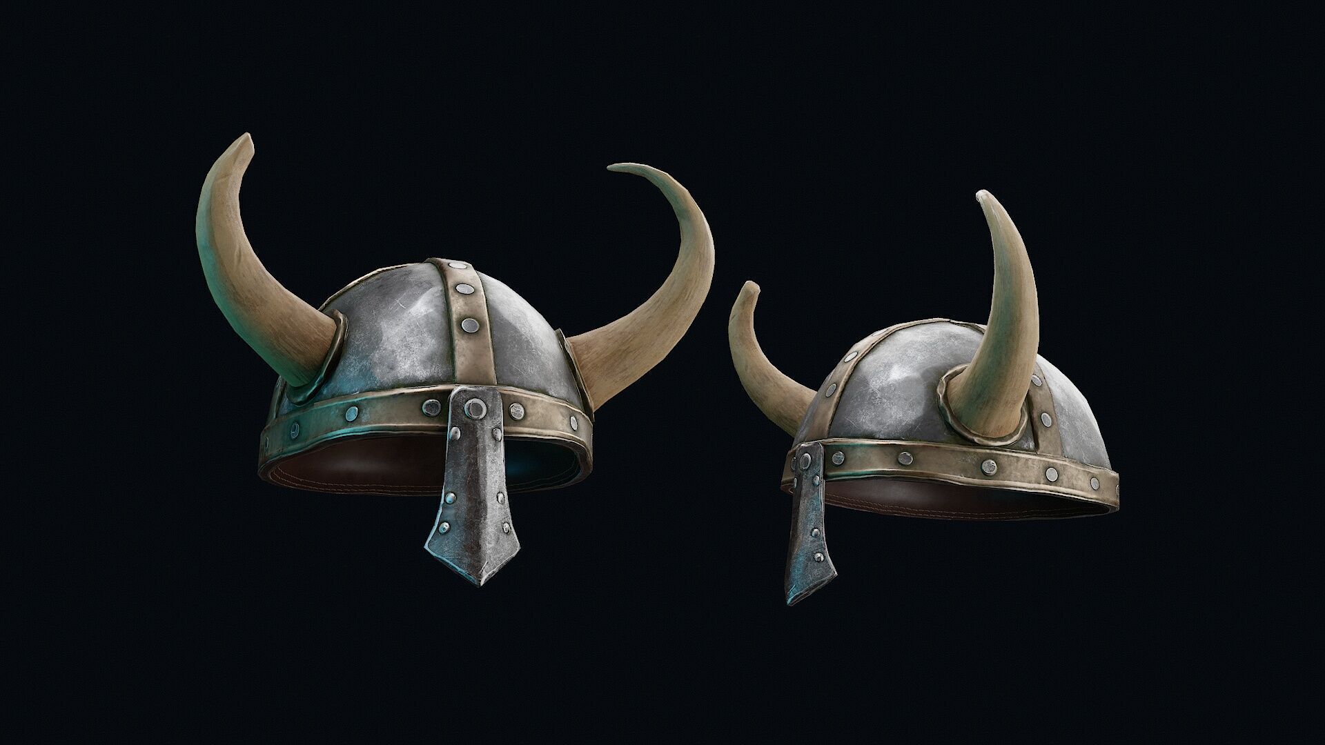 Helmet with horns Low-poly 3D model_1