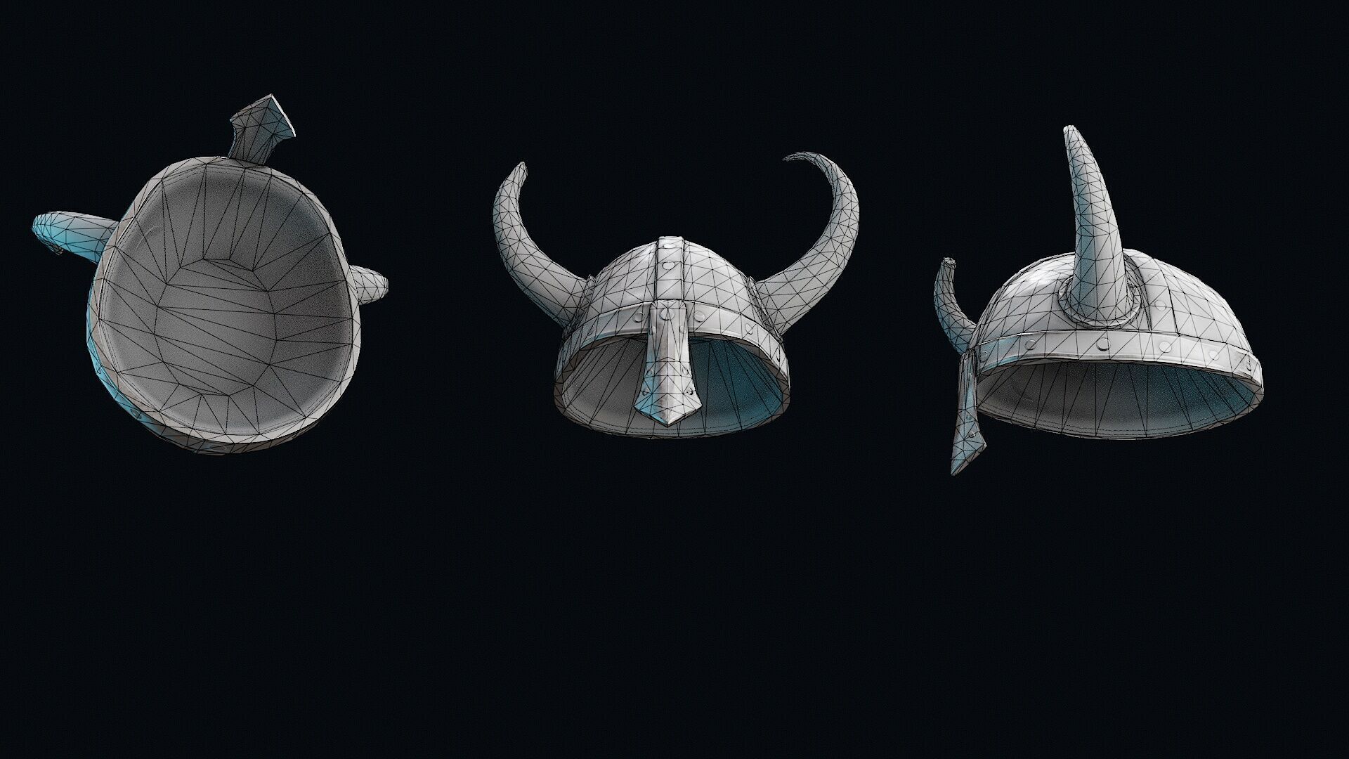 Helmet with horns Low-poly 3D model_7