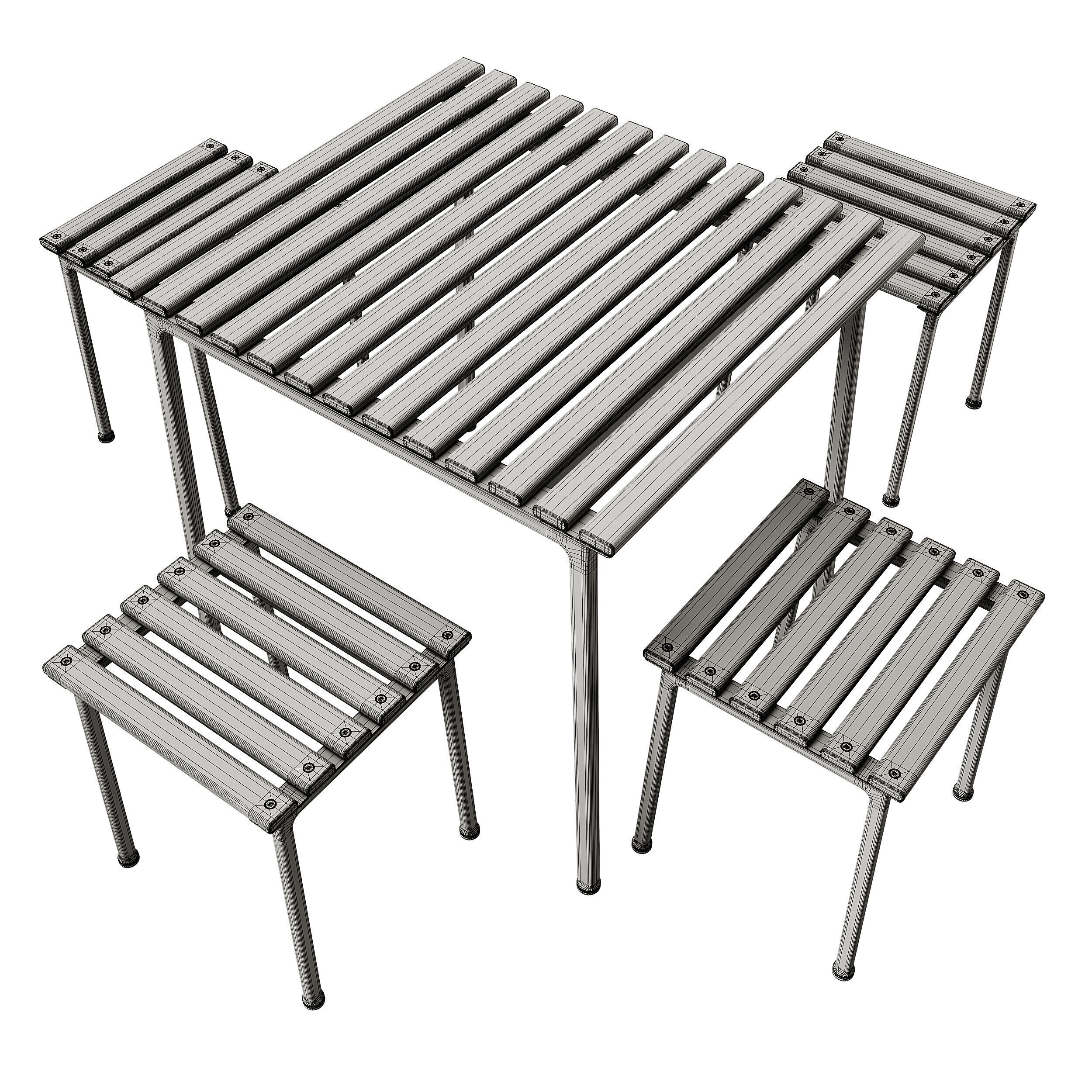 Traverse Garden Table and Stool by Hay 3D model_5