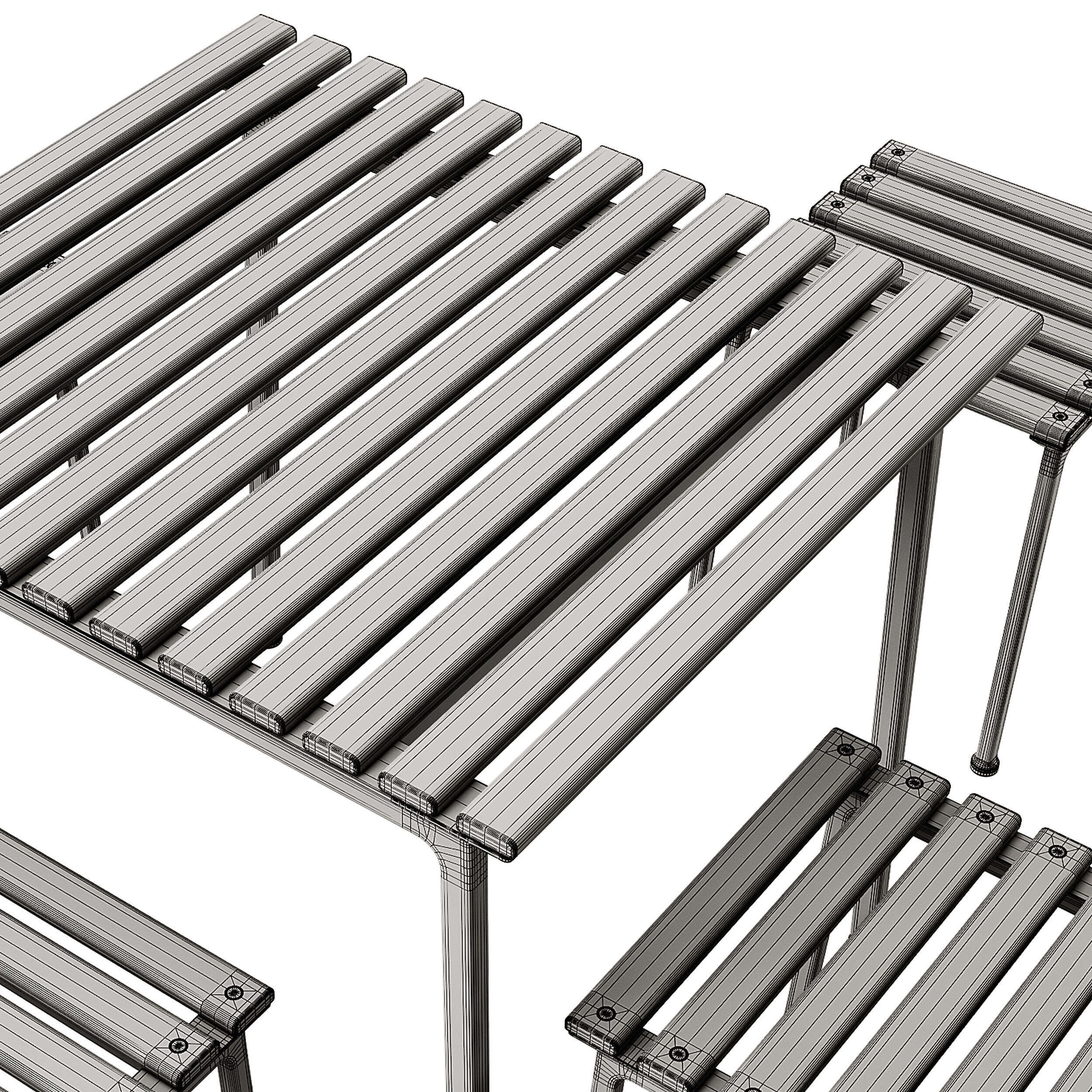 Traverse Garden Table and Stool by Hay 3D model_6