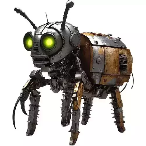 robotic insect with glowing eyes
