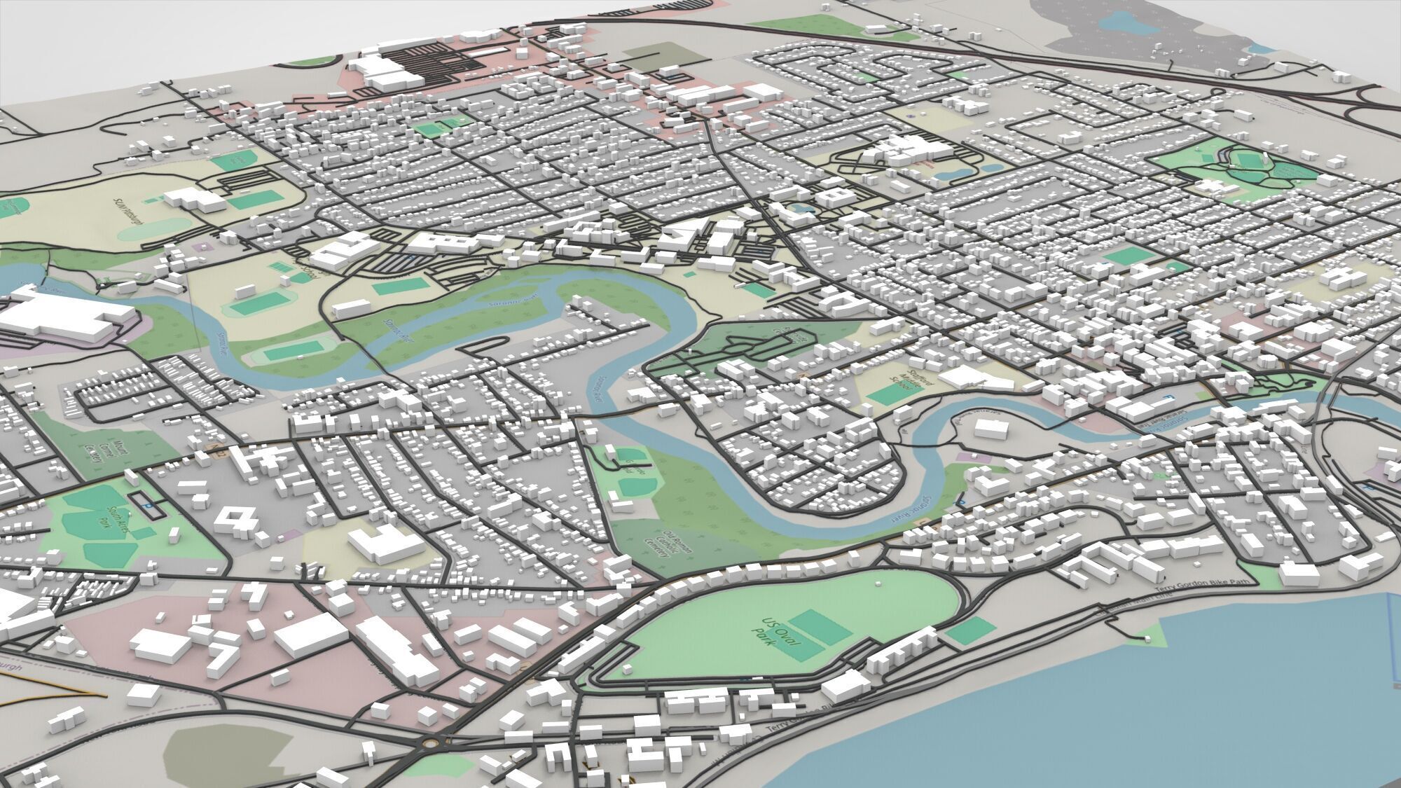 Cityscape Plattsburgh Clinton County New York United States 3D model_3