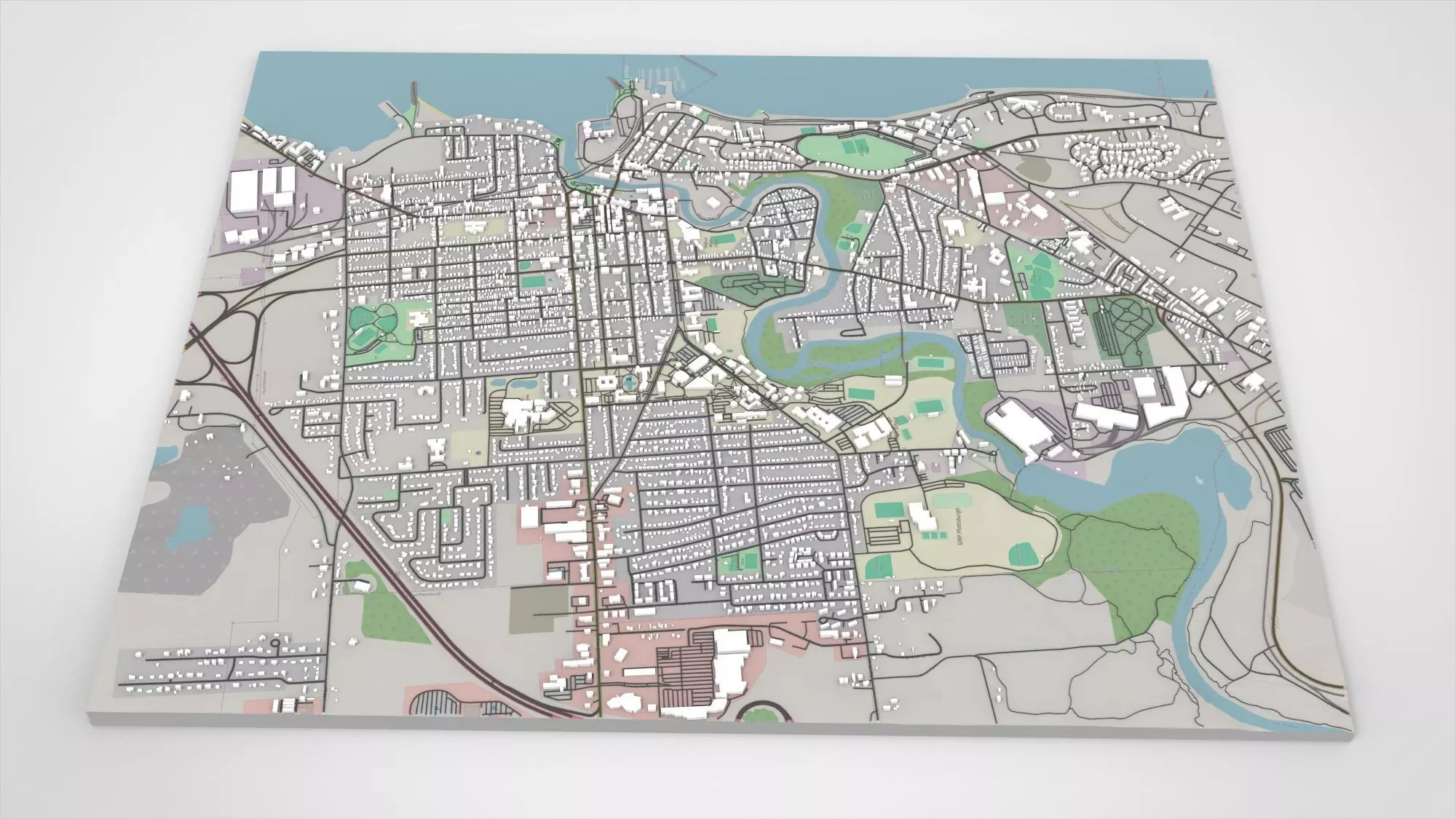 Cityscape Plattsburgh Clinton County New York United States 3D model_0