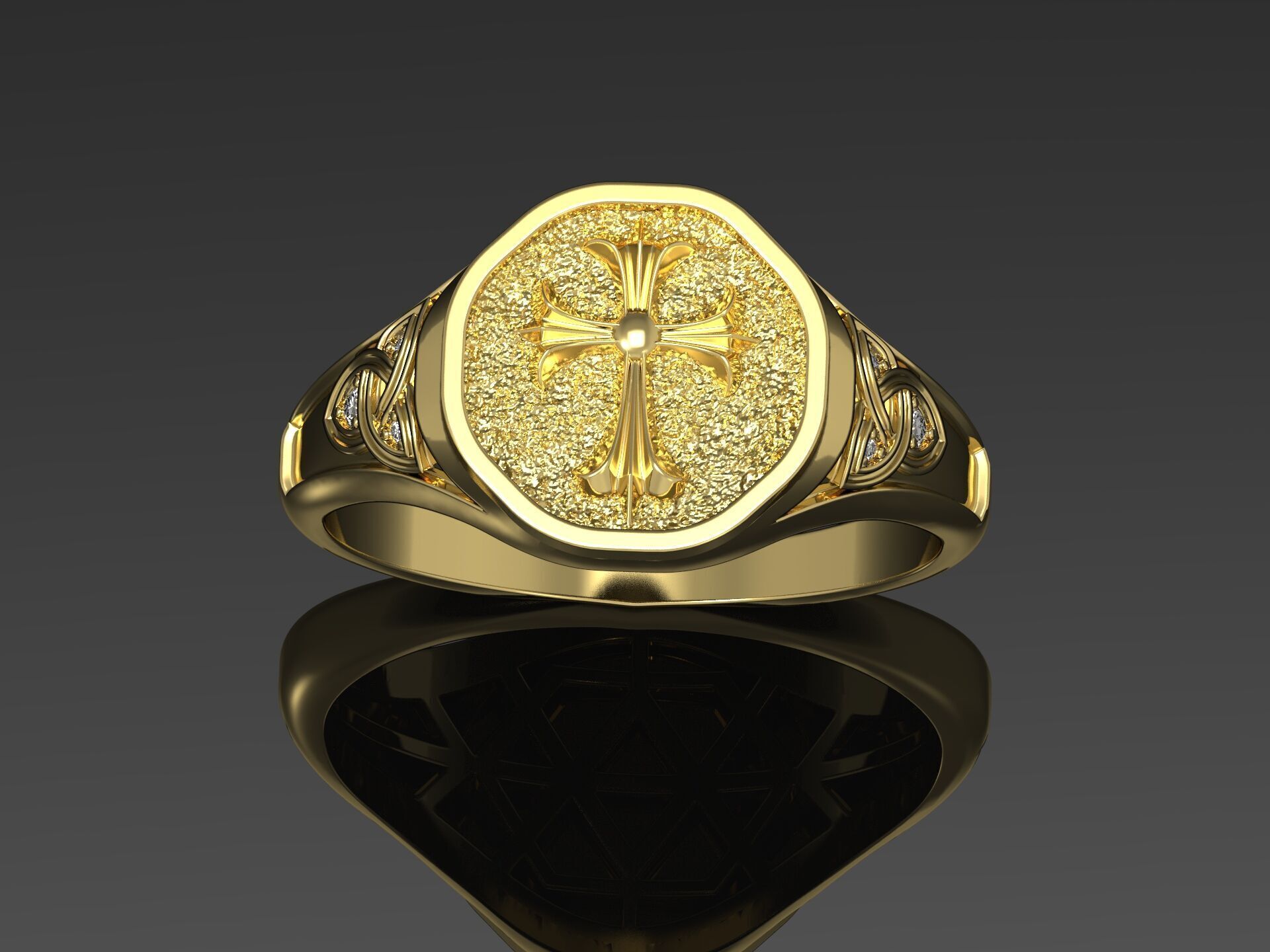 Cross Christian Ring 170 3D print model_1