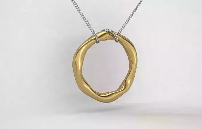 Golden Flow Organic Pendant Jewelry 3D Model