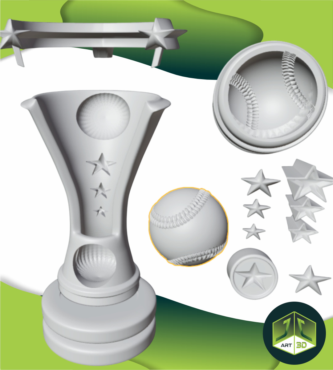 Premium 3D Printable Baseball Trophy - Files Ready 3D print model_11