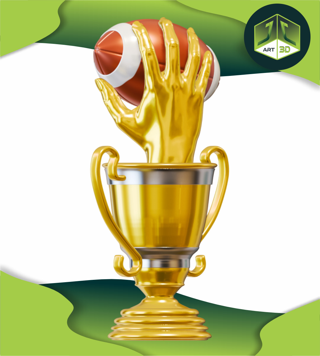 American Premium Football Trophy 3D print model_2