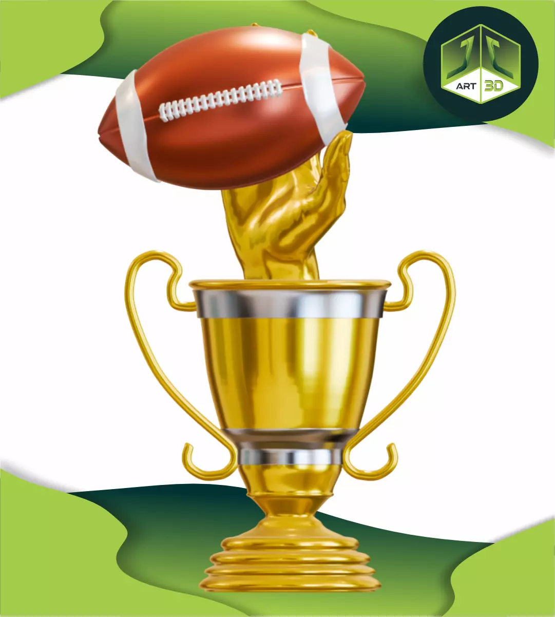 American Premium Football Trophy 3D print model_0