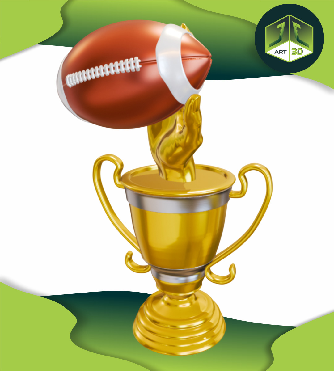 American Premium Football Trophy 3D print model_3